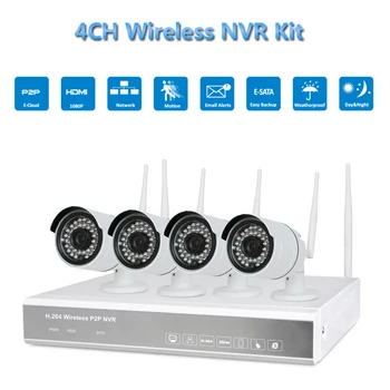 

PUAroom 4CH IP Full HD IP66 waterproof security camera with RoHS FCC CE approved H.264 NVR home security monitoring system