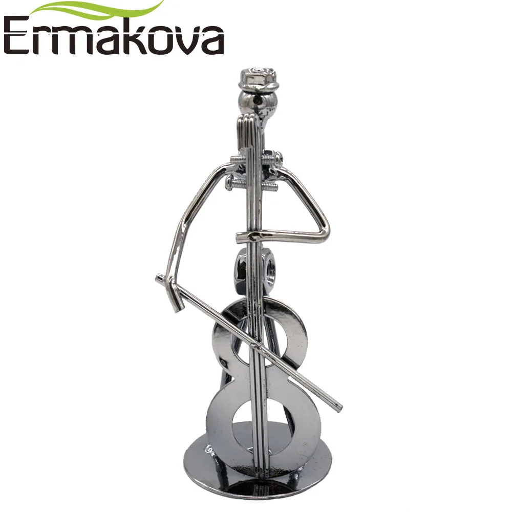 

ERMAKOVA 5.3" Metal Musician Cello Player Sculpture Musical Instrument Figurine Ornament Statue Cafe Office Book Shelf Decor