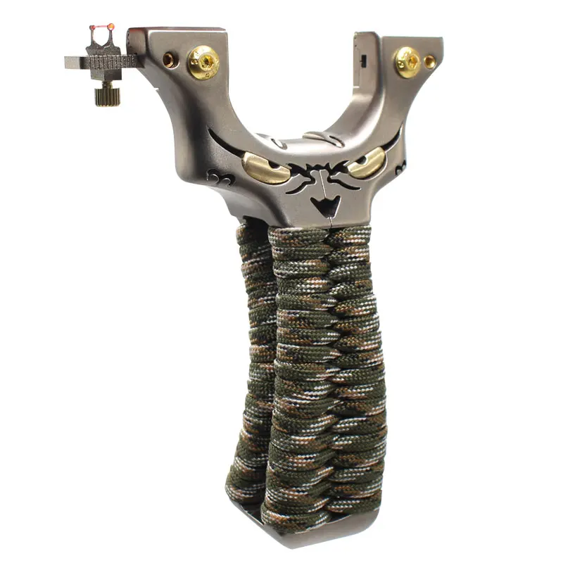 

Little monsters titanium alloy TC21 bow flat rubber band precision quick press Slingshot outdoor powerful hunting catapult
