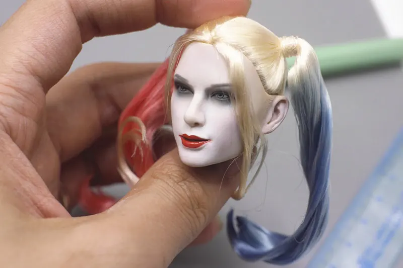 

Custom Hallequin Head Sculpt With Hair 1/6 Scale Clown girl Suicide squad Head Carving for 12inch Action Figure Collection