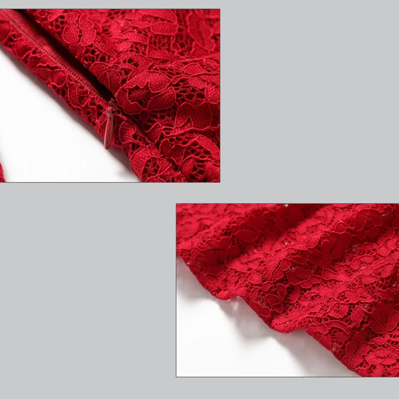ShejoinSheenjoy Autumn Stand Hollow Lace Long Sleeve Dress Women Winter Red Buttons A-Line Party Dresses Black Women Long Dress (9)