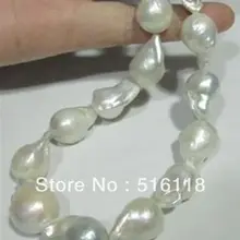 Натуральный 15-25 мм Южное море белый жемчуг в стиле барокко ожерелье 1" AAA