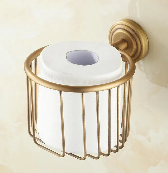 Antique Brass Wall Mounted Bathroom Solid Brass Toilet Paper Roll
