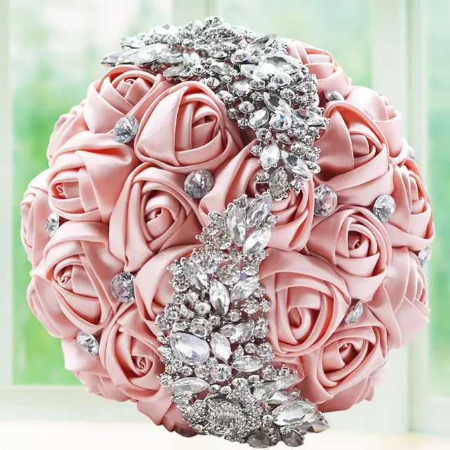 Bridal Bouquet Best Price Satin Ribbon Rose Flower Wedding Bouquets