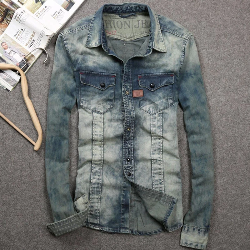 denim shirt with elbow patches