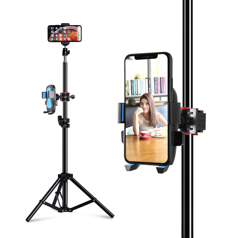 

Phone Holder Clip For Smartphone Support Phone Stand Mount Bracket with 68cm Light Stand and Hot Shoe