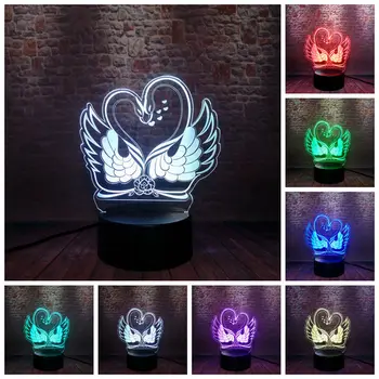 

3D Illusion Led Lamp 7 Colors Change Nightlight Desk Decor Swan Animal Figure Light-up Toys