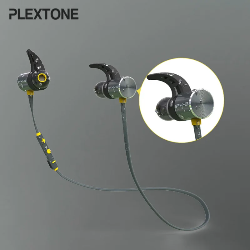 

Plextone BX343 Wireless Bluetooth IPX5 Waterproof Earbuds Magnetic Headset Dual Battery Earphone With Microphone For Phone Sport