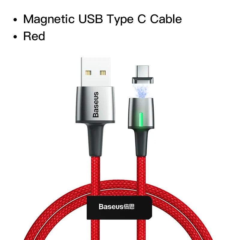 Магнитный кабель Baseus Micro usb type кабель для samsung s9 iPhone Xr зарядный usb-кабель Магнитный адаптер кабель для мобильного телефона USB шнур магнитная зарядка Type C кабель usb type c Micro USB - Цвет: Red Type C