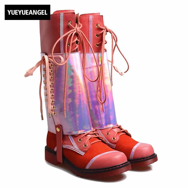 

Fashion Flat Lace Up Thigh High Boots Women Plus Size 41 Casual Street Genuine Leather Boots Black Low Heels Knight Botas