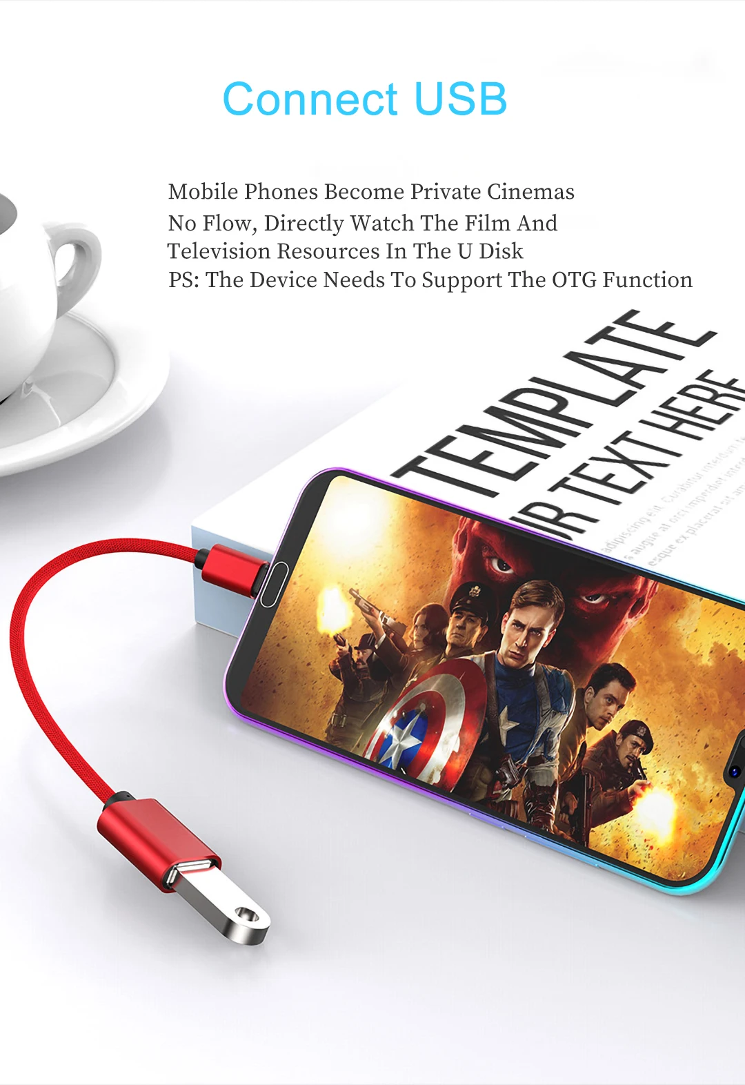 Type C USB C OTG адаптер для Xiaomi Redmi Note 7 type-C USB-C кабельный разъем для samsung S9 huawei планшет USB 2,0 OTG Adaptador