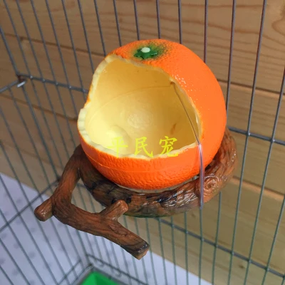 Имитация фруктов птица еда чашка попугай птица еда дроп-машина Тигр кожа пион корыто еда коробка Смола фрукты чашки фрукты и овощи - Цвет: Orange cup