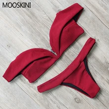 Mooskini горячие купальники женщины бикини установить sexy с плеча пляж купальный костюм push up бразильский стринги нижней red bikinis купальники
