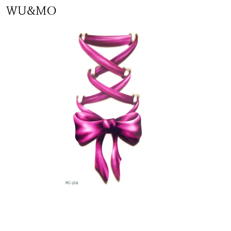 RC2209 Women Sailor moon Fake Tattoo Sticker Pink Ribbon Design Body Art Temporary Tattoos Fashion Water Transfer | Красота и