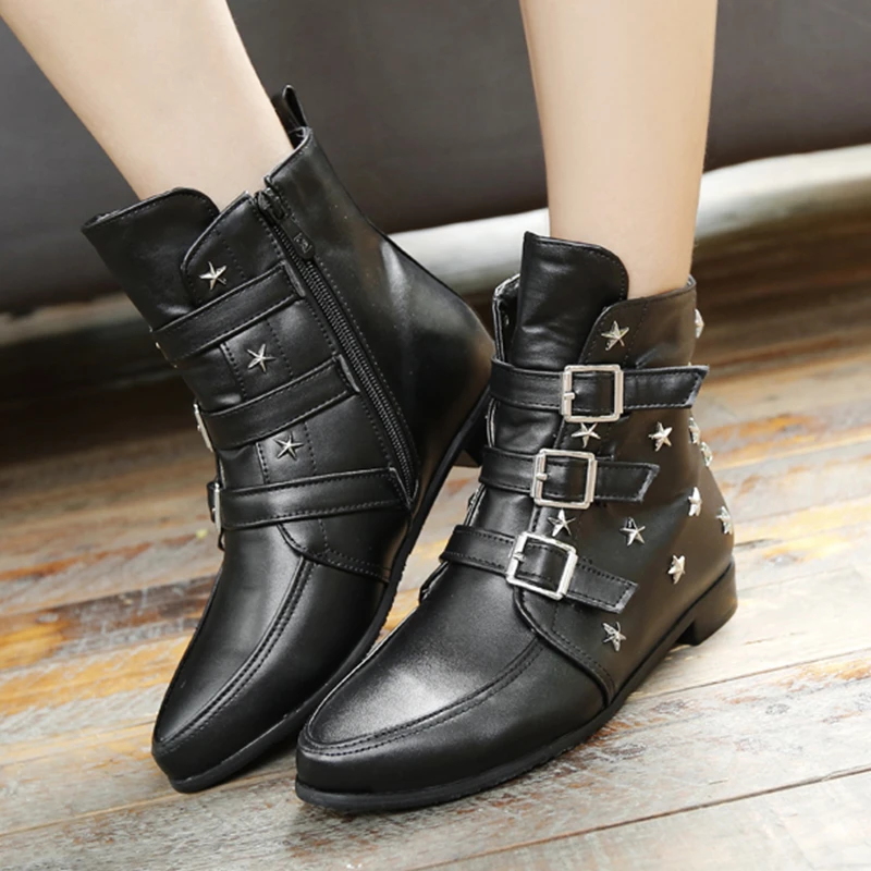 S.Romance 2018 Women Boots Plus Size 34 43 Low Square