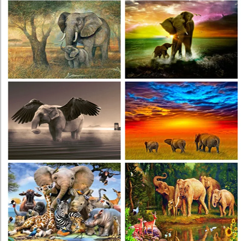 

3D Diamond Painting Cross Stitch Pattern 5D Diamond Embroidery Elephant And Giraffe Mosaic Resin Full Drill Painting Art