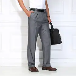 Весна Высокое качество модные мужские регулярные Мужские прямые брюки классический бизнес прямые брюки повседневные длинные плюс размеры