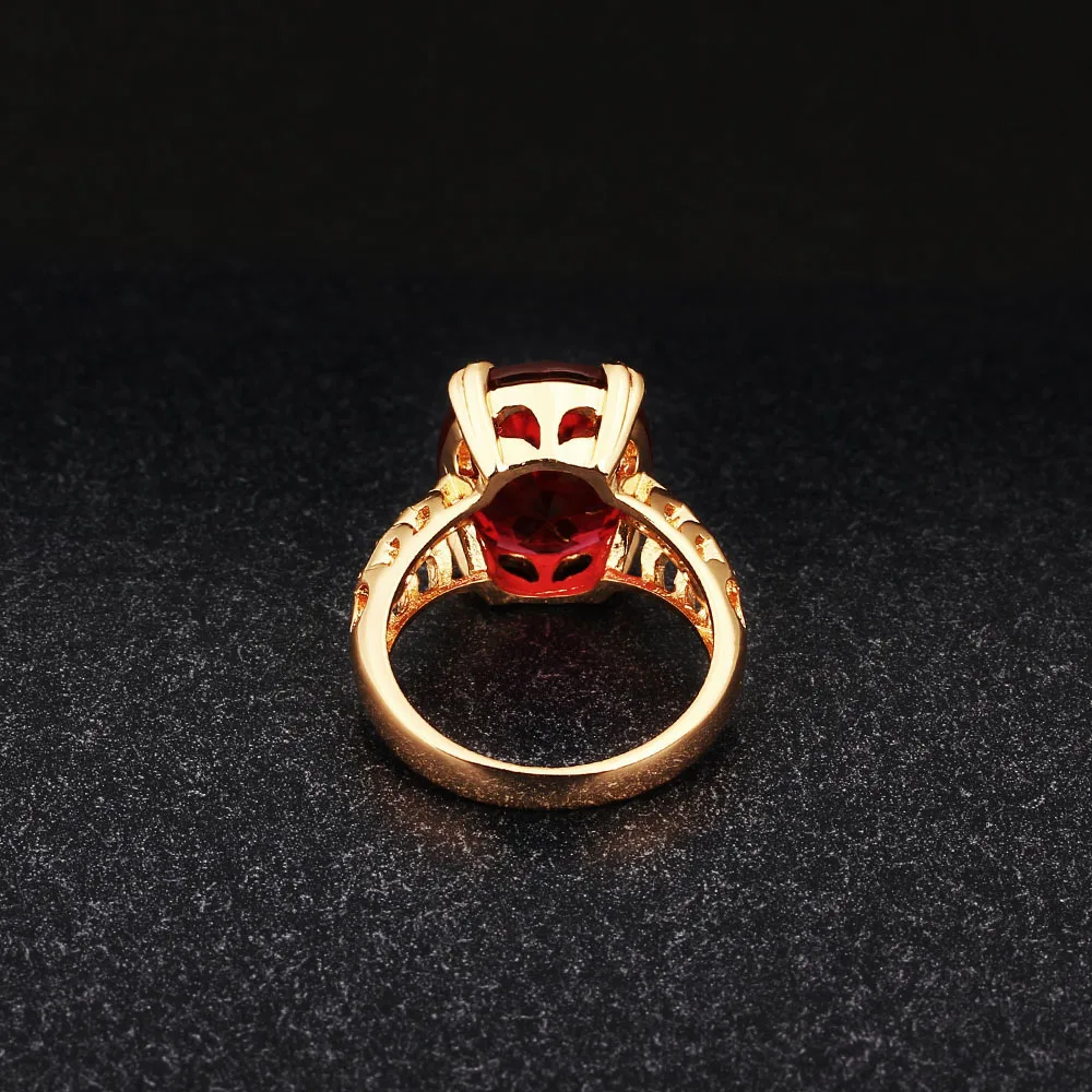16mm Broadside Oval Red Stone Women Ring Trendy Jewelry Gold Color Rings For Party Gift for Friend(JewelOra RI101936)
