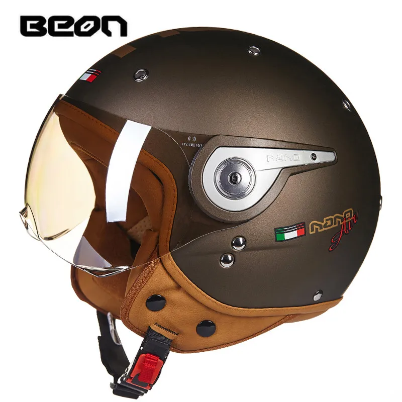 BEON B-110A Ретро полушлем для мотоцикла с открытым лицом шлем четыре сезона moto cross Электрический Велосипед Винтажный шлем casco moto - Цвет: 8