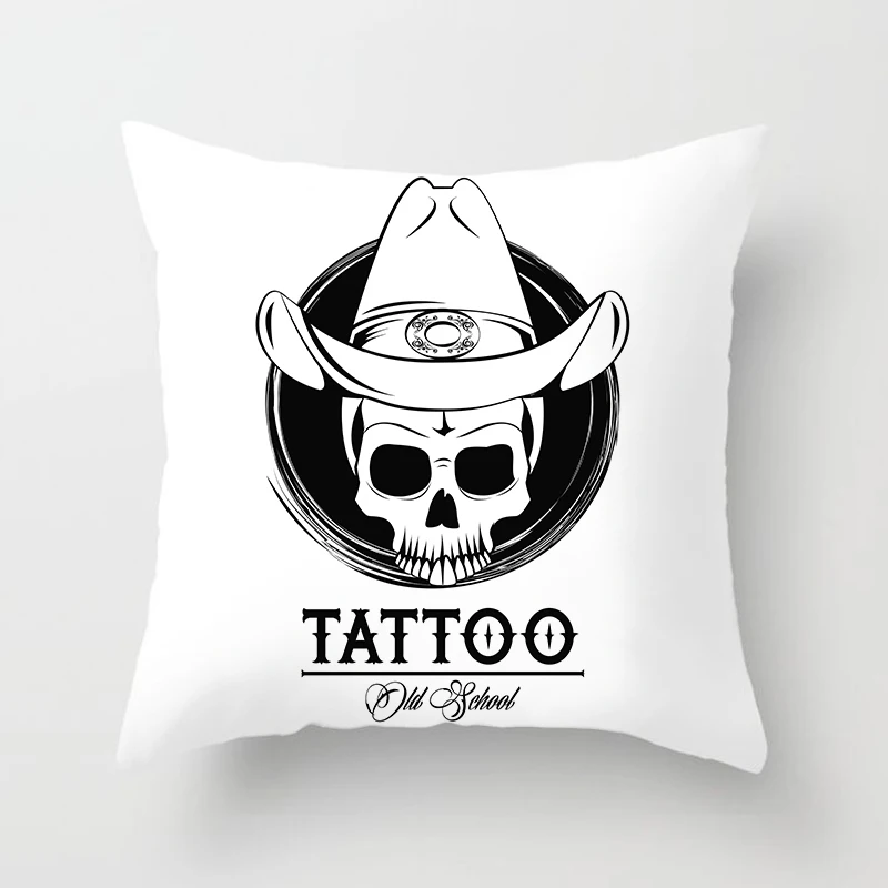 

Black and White style pillow case Cool skull print pillowcase cheap and high quality pillow cover home textile throw pillow case