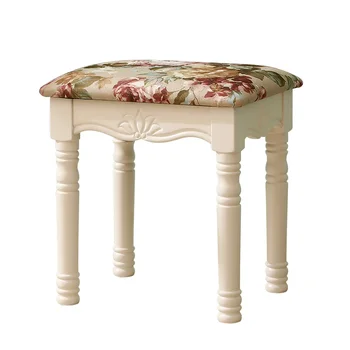 

Stools Garden Makeup Stool White Dressing Table Chair Dining Chair Stool Small Square Stool Fabric Solid Wood