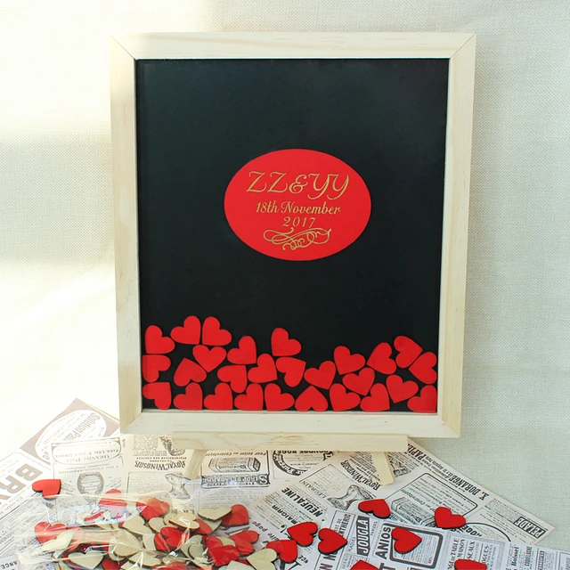 Custom Wedding Guest Book Alternative Personalized Wood Heart