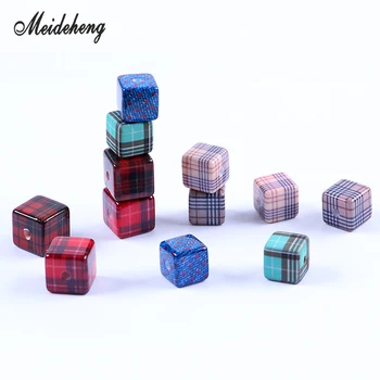 

14 16mm Acrylic Square Scottish Tartan beads for Jewelry Making Smooth Surface Bracelet Necklace Hair Ornament Accessories Gifts