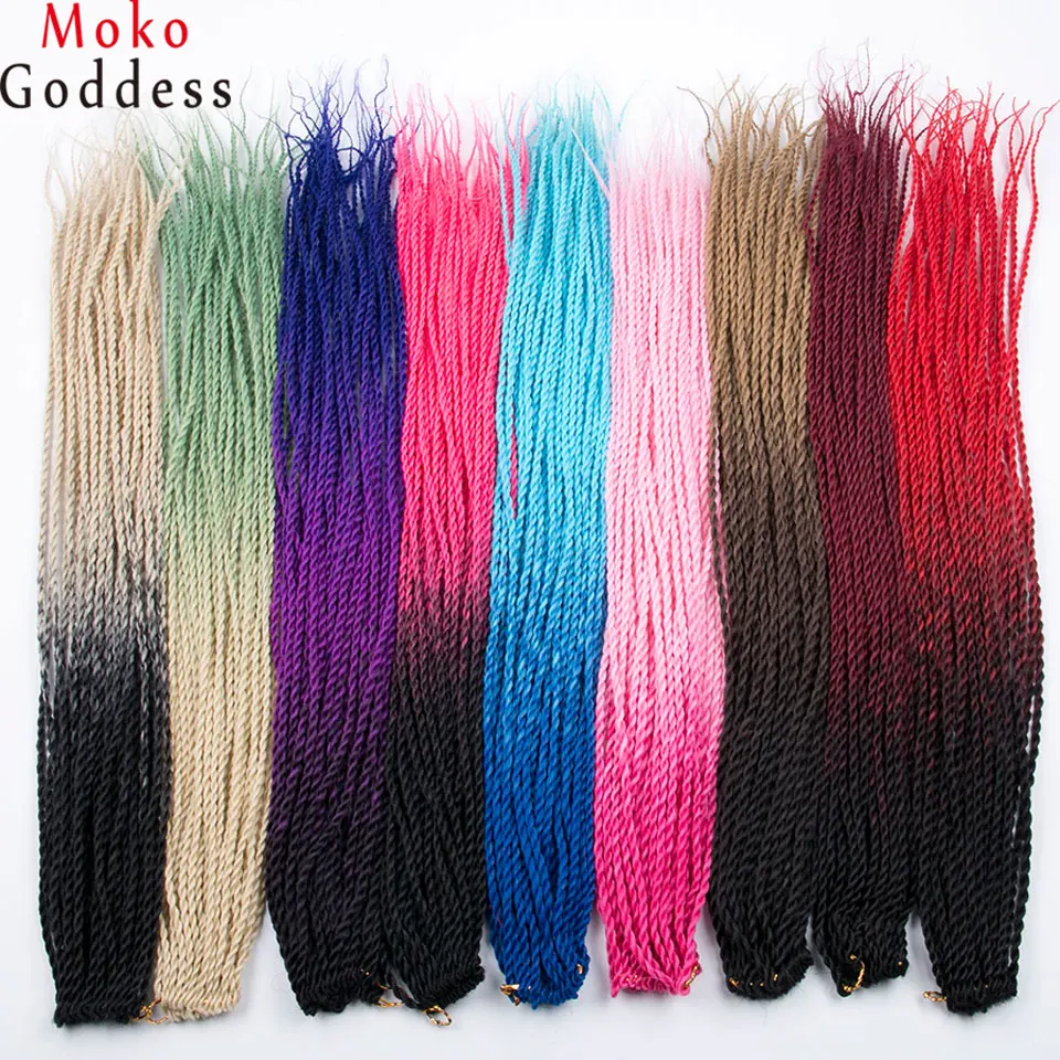 Mokogoddes 24 дюймов 30 подставки/упаковка Сенегальские твист волосы вязанные пряди Омбре плетение волос синтетические волосы расширение