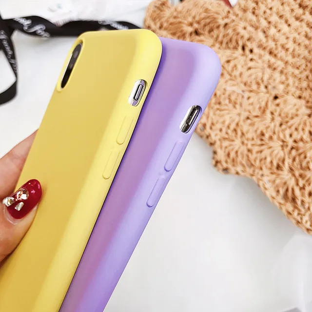 Matte Phone Case For iPhone 7 Plus 6 6s 8 X 5 5s SE XR XS MAX Simple Solid Color Ultrathin Soft TPU Cases Candy Color Back Cover
