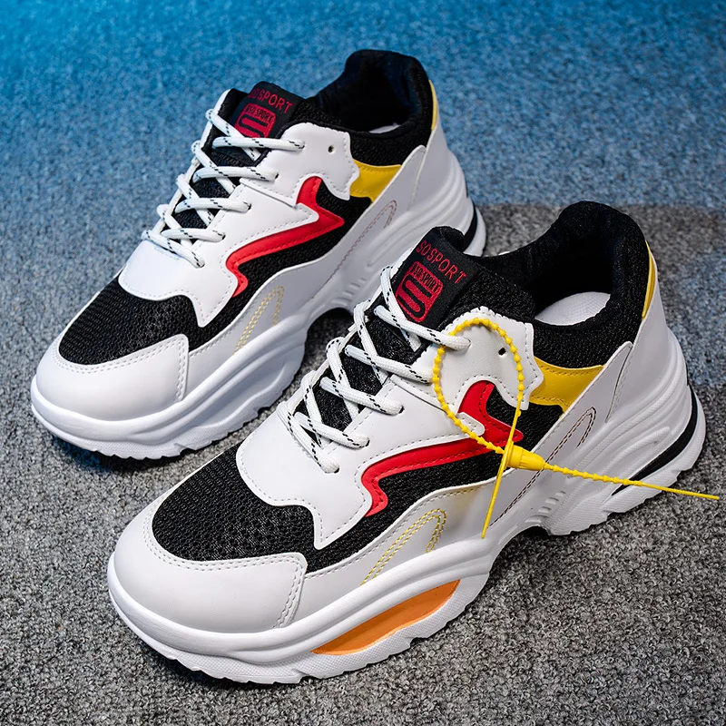 Ins Ulzzgang Hot Sale 2019 Fashion Comfortable Breathable Mens Shoes Casual Autumn Winter Lace-Up Light Sneakers Black Red White