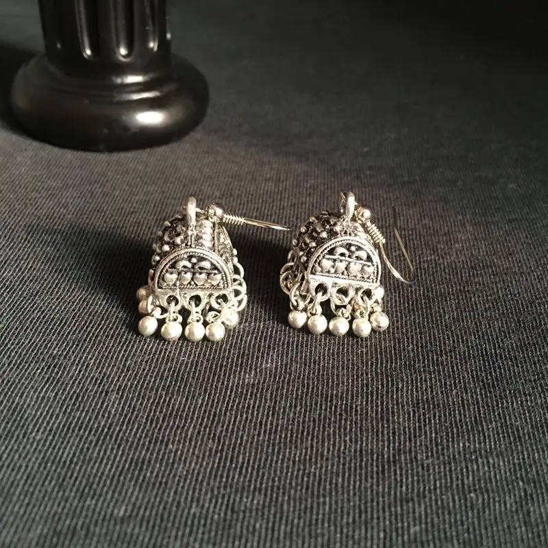 

Indian Jhumki Cute Drop Women's Earrings Vintage Hippie Silver Earrings for Women Elegant Mumbai Ethnic Anvil's jewelry Ladies