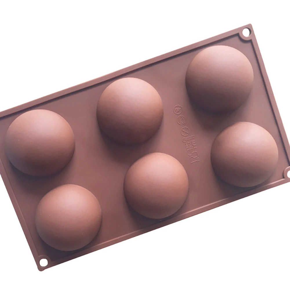 Large Semicircle Mold 6 Cavities Silicone Baking Tool Multi Usage Cake Case Mould For Muffin Jelly (Chocolate Color) Colorful | Дом и сад