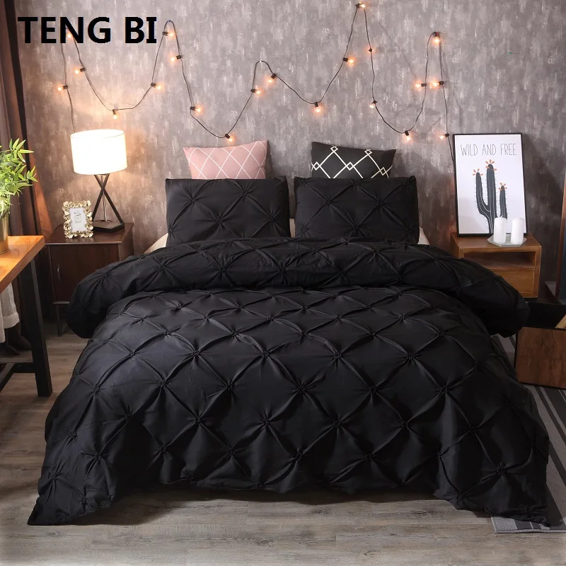 New European and American fashion simple style home textile black white gray solid color bedding set Queen King 3PCS bedding New European and American fashion simple style home textile black white gray solid color bedding set Queen King 3PCS bedding
