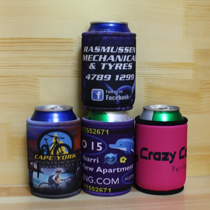 200pcs Imprint Logo 5mm Thickness With Bottom Neoprene Beer Cooler Dye Sublimate Stubby Holders Can Cover Wedding Wedding Gift