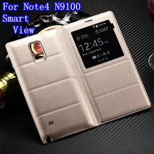 Авто Режим сна/пробуждения для samsung Galaxy Note 4 Note4 N9100 задняя крышка корпуса флип умный вид окно кожаный чехол