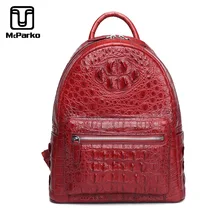 McParko Backpack Women Luxury Crocodile Genuine Leather Back Pack Elegant Design Alligator Bag For Women Fashion Ladies Bags Red elegant women s clutch bag with patent leather and crocodile print design