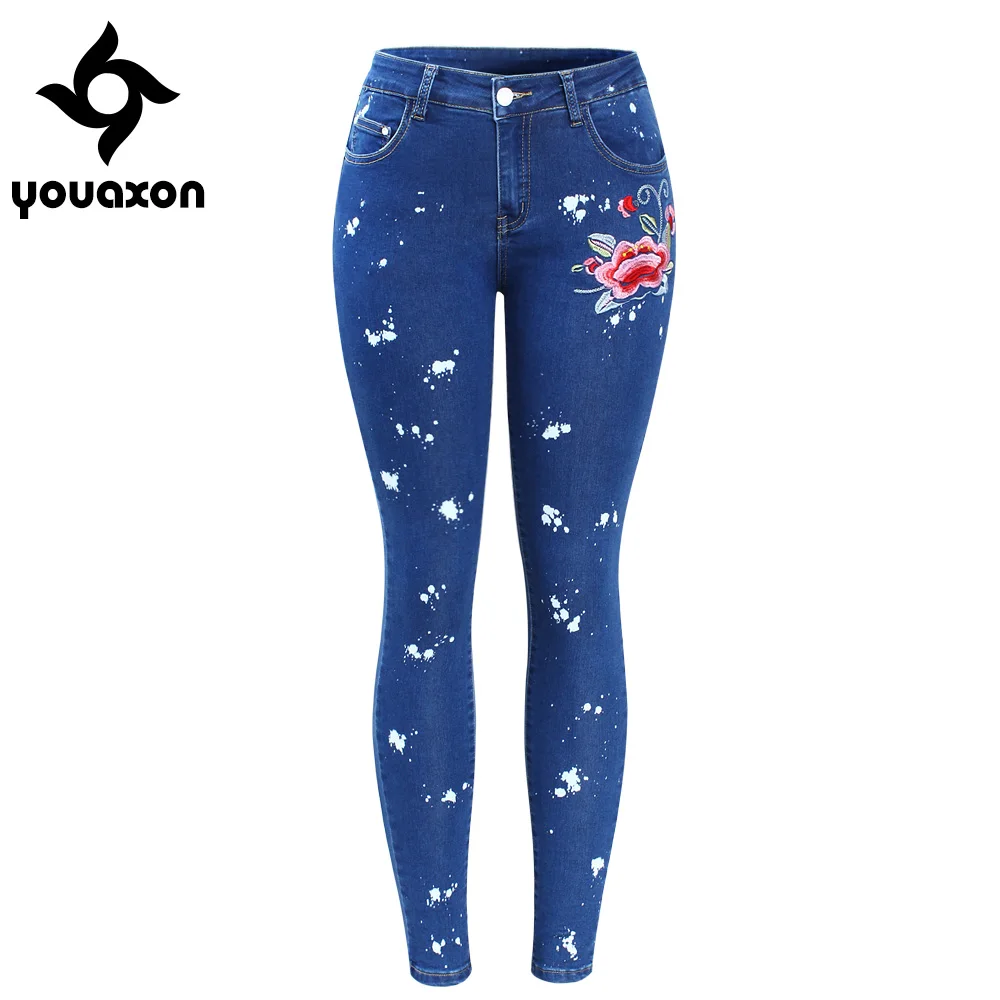 Jeans ricami fiori 5810