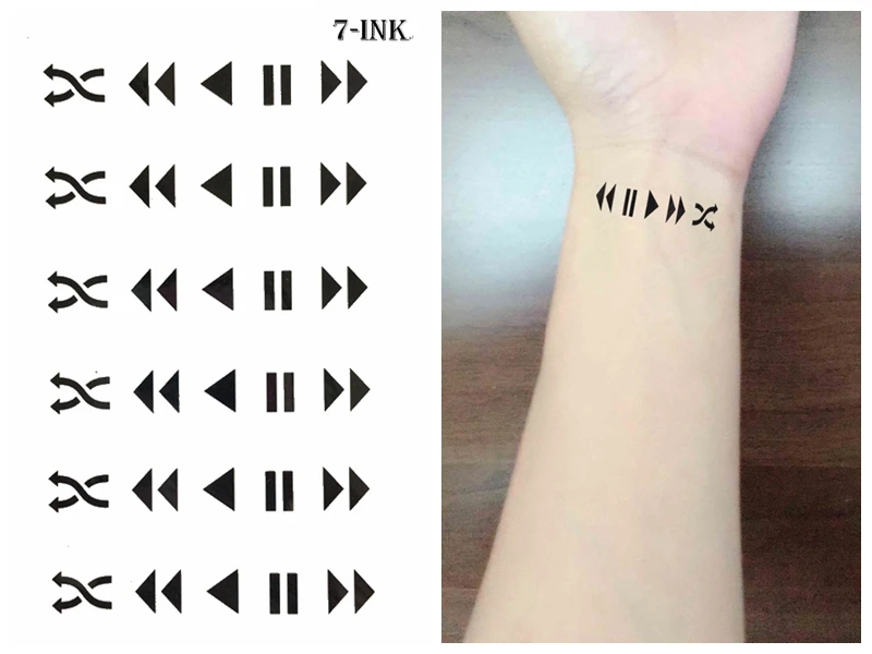 

Waterproof Temporary Tattoo cute Pause Fast forward key Music key tatto Water Transfer fake tatoo 10.5*6 cm for man woman