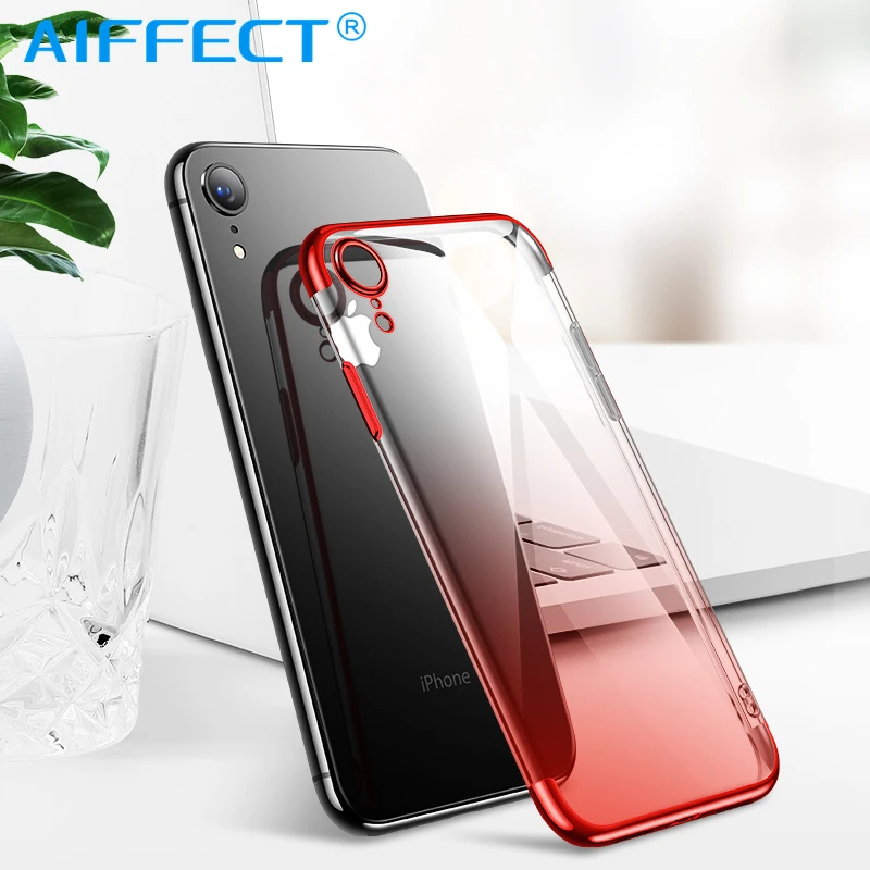 

AIFFECT Gradient Plating Case for iPhone Xr XS XS Max Cover Transparent Silicone Cover Luxury Aurora Soft TPU Phone Case
