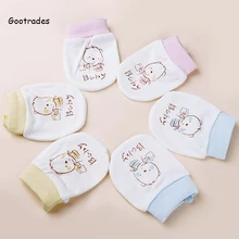 1 пара модных перчаток для малышей с мультяшным рисунком, анти-захватывающие перчатки для новорожденных, Защита лица из чистого хлопка, перчатки против царапин