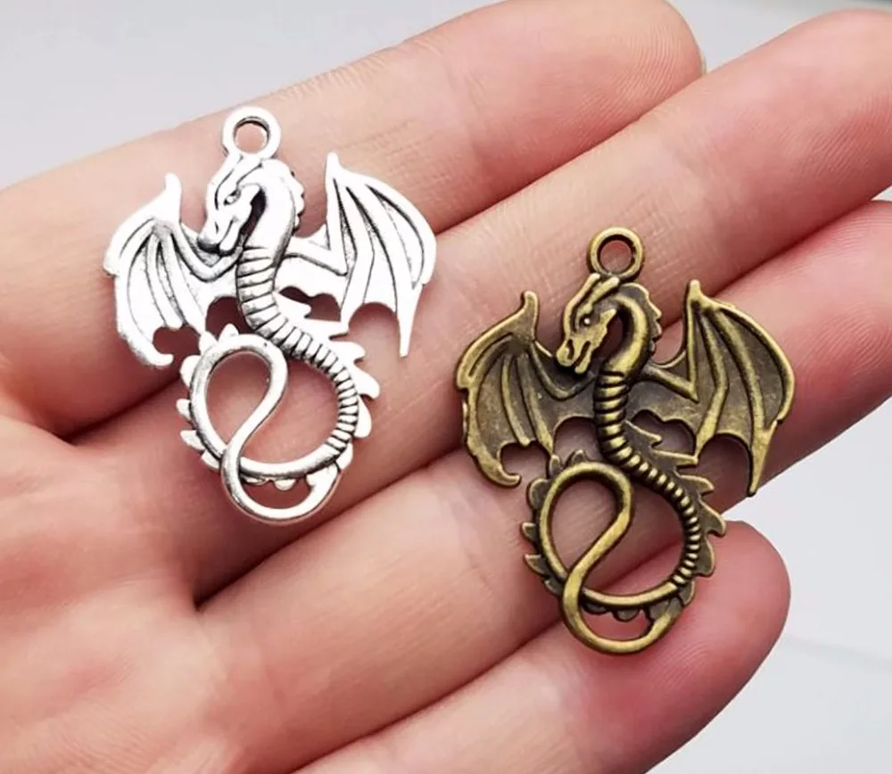 10pcs/lot 34x26mm, dragon cham,Antique silver /bronze Dragon charms,DIY