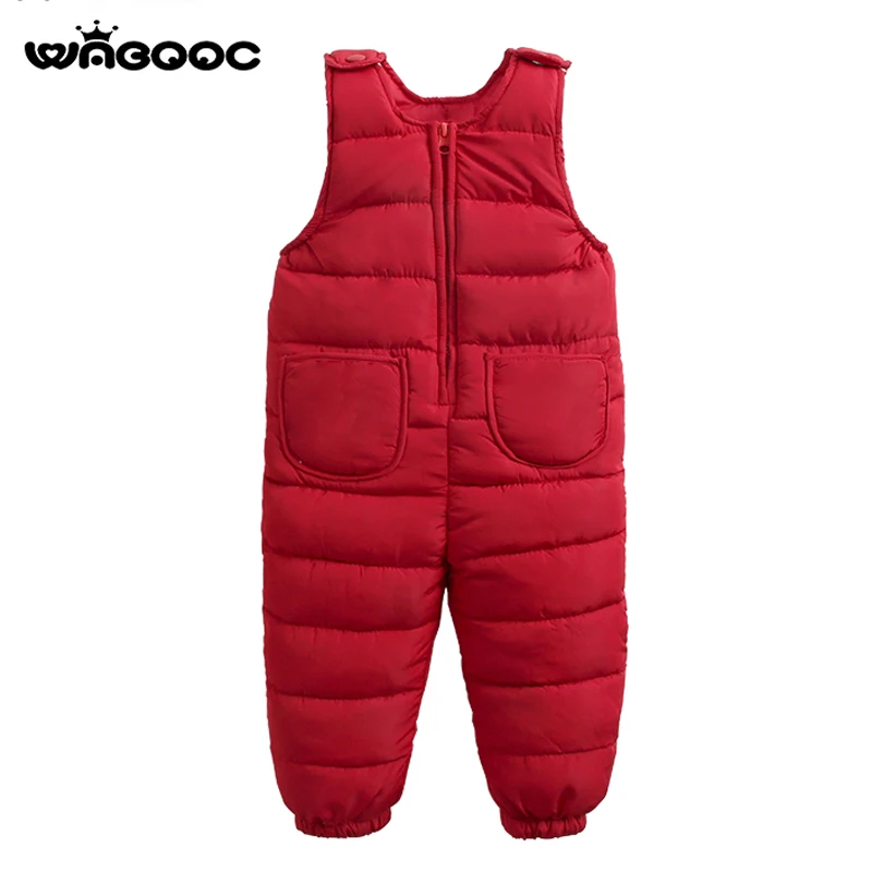 

WABOOC Children Kid Cotton Overalls 2018 Autumn Winter New Boy Girl Pure Color Down Cotton Bib Pants Toddler Baby Jumpsuits