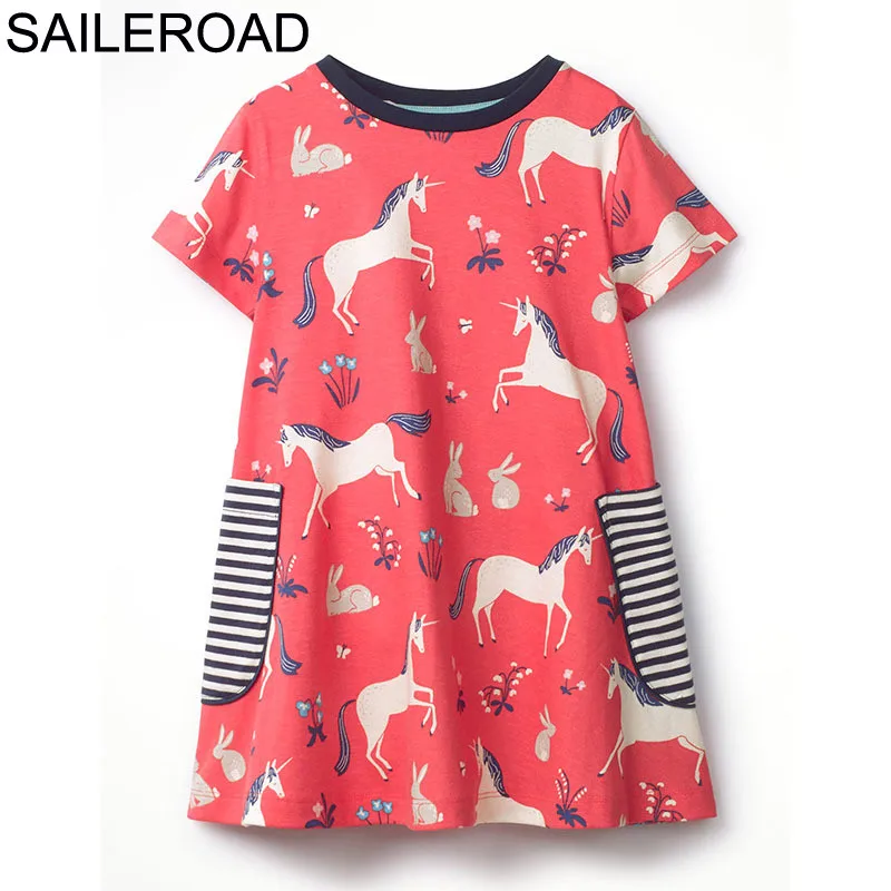 SAILEROAD/платье для маленьких девочек с аппликацией жирафа, модель 2019 года, детские летние платья для девочек, одежда из хлопка, детское платье