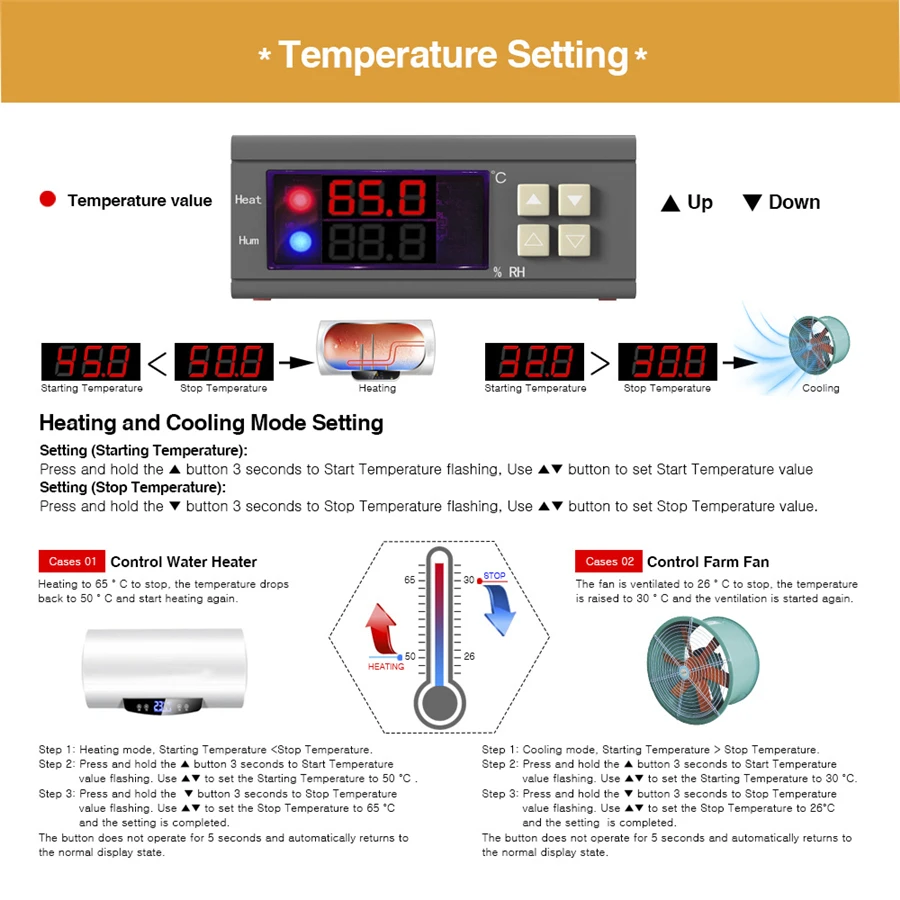 AC 85-230 В DC 12-72 в SHT2000 цифровой термостат гигрометр Температура измеритель влажности контроллер регулятор Термометр Тестер