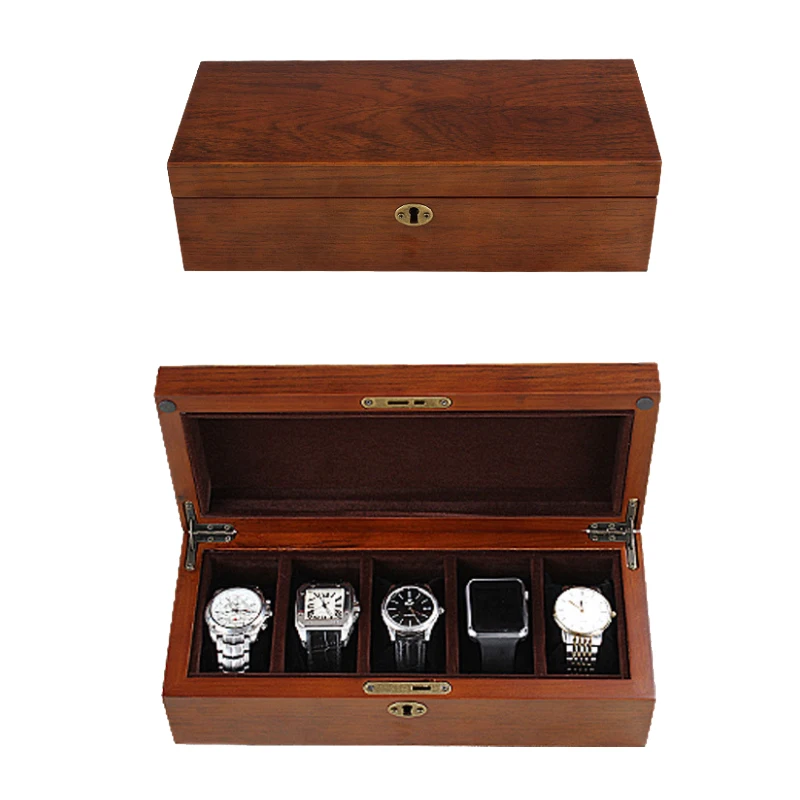 

2019 New 5 Grids wooden Watch Case Box Casing for Hours Sheath for Hours Box for hours Watch