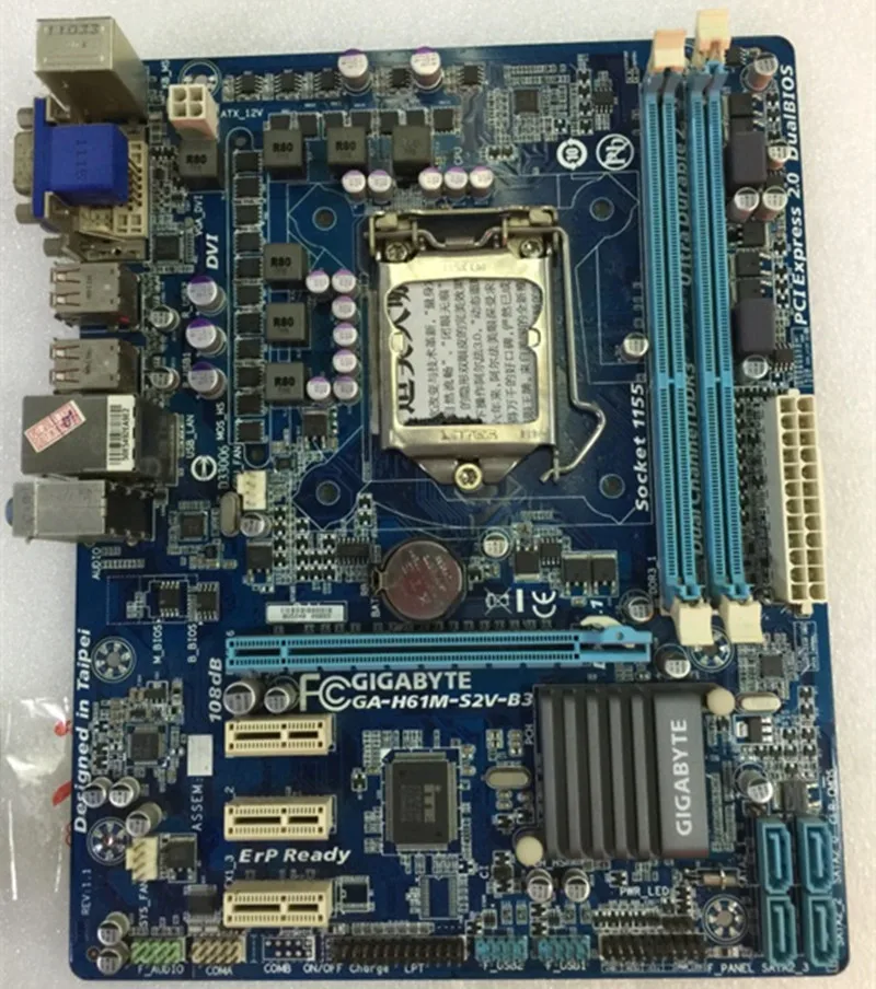 Б/у оригинальная материнская плата H61 для Gigabyte GA-H61M-S2V-B3 DDR3 LGA 1155 десктопная |
