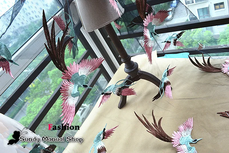 High end European Heavy lace fabric mesh gauze birds embroidered