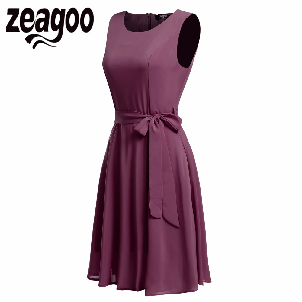 Платье Zeagoo женское летнее повседневное с высокой талией без рукавов|women chiffon