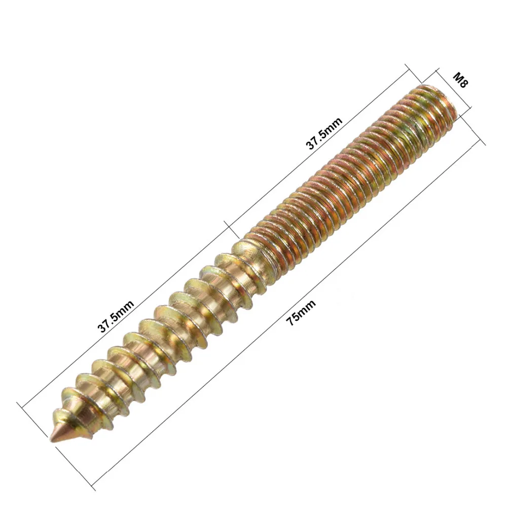 Uxcell 15 шт M8x50mm M8x75mm углерода Сталь подвесной болт двойной болт с головкой винт для мебели гайки и набор болтов комплекты