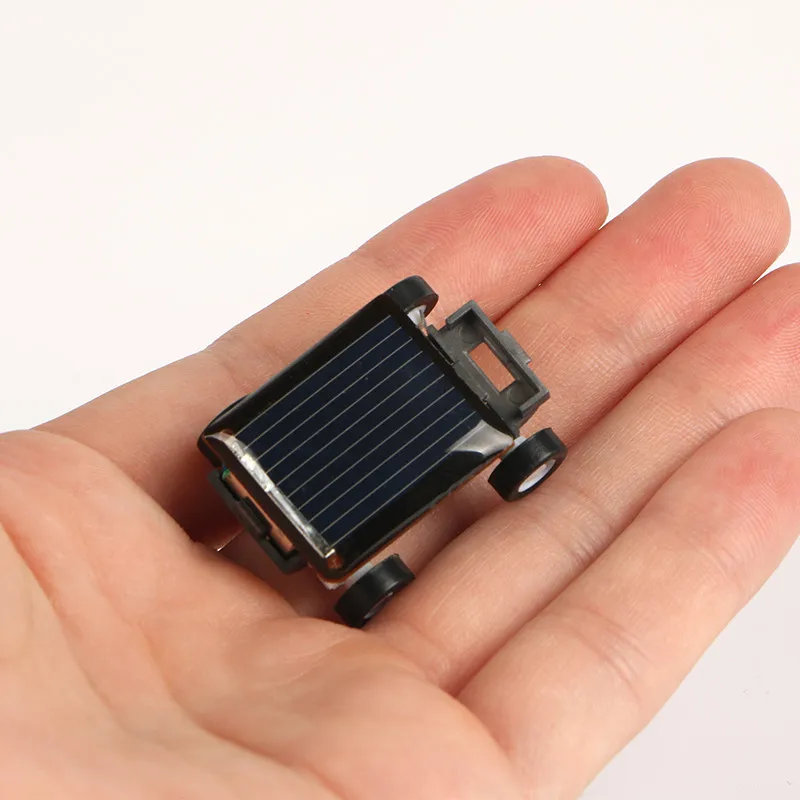 Strange Black Creative Smallest Mini Solar Powered Car Model Solar Toys Kit Gadgets Educational Baby Kids Toys For Children solar car toy